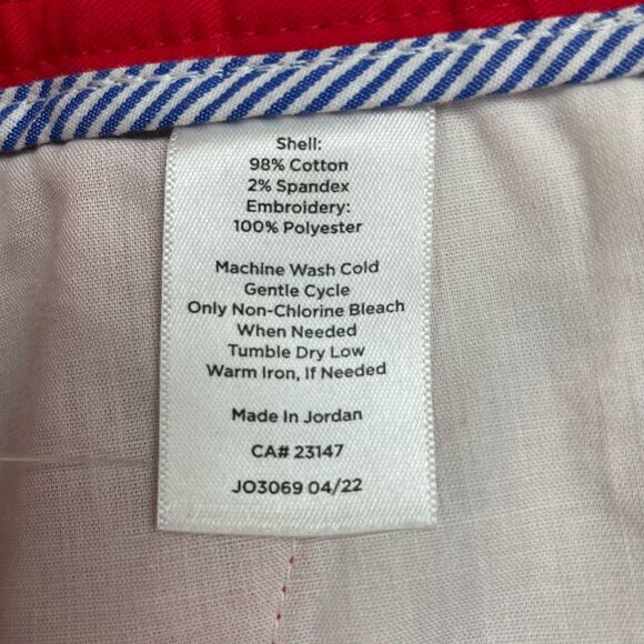 Talbots Relaxed Chinos Frenchie Dog Red Twill Pants Animals Causal-8 - Picture 9 of 12